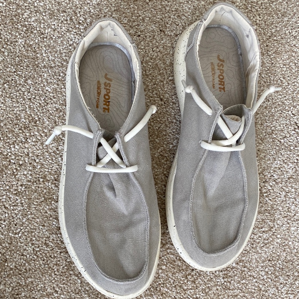 JSPORT “WENDEN” Women's Grey Canvas Boat shoes size 7.5M Coastal Nautical - Picture 2 of 7